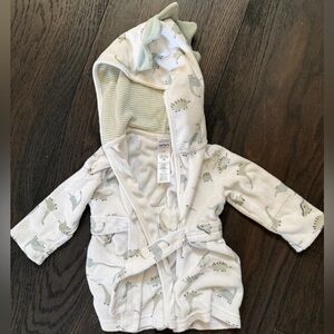 Carter's Cream and Gray Dinosaur Bath Robe